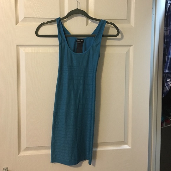 Teal spandex Bebe dress - Picture 1 of 3