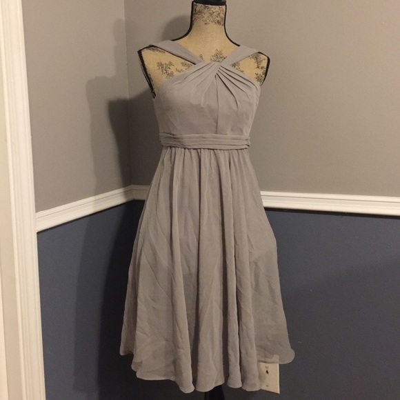 Gray Short Crinkle Chiffon Dress with Halter 💎 6