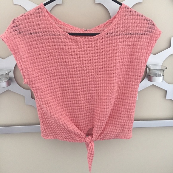 tie bottom waffle crop top