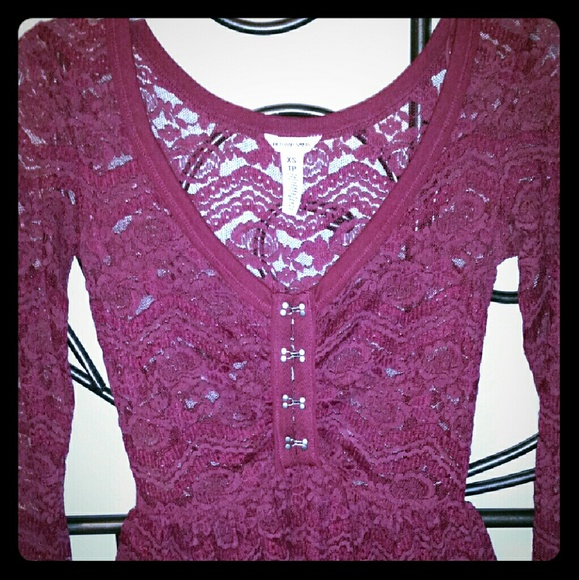 Burgundy lace shirt