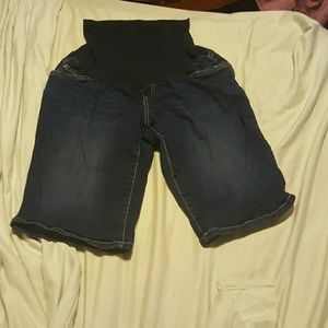 Indigo blue maternity shorts