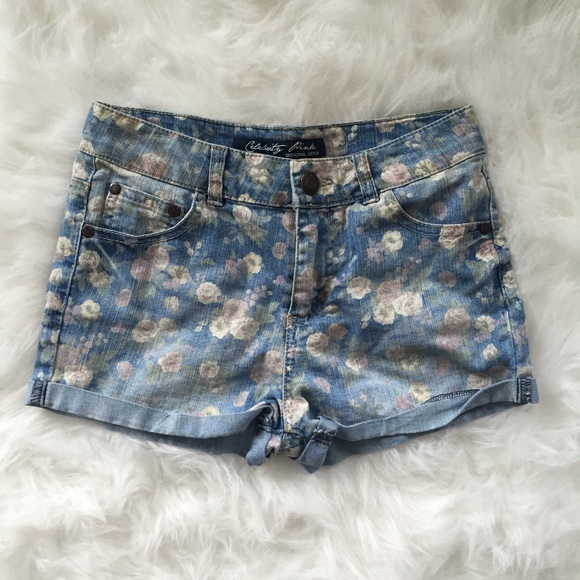 Floral denim short