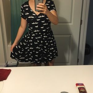 Swan pattern day dress