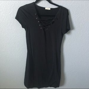 Black lace up dress