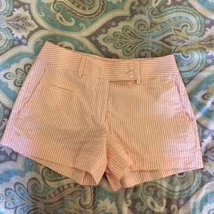 Orange/white seersucker shorts