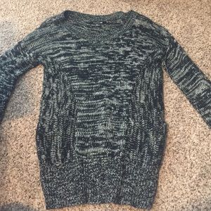 Heathered Black and White Long Sleeve Sweater