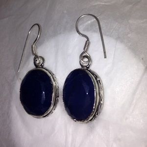 💯% blue sapphire 925 Sterling silver earrings 💙