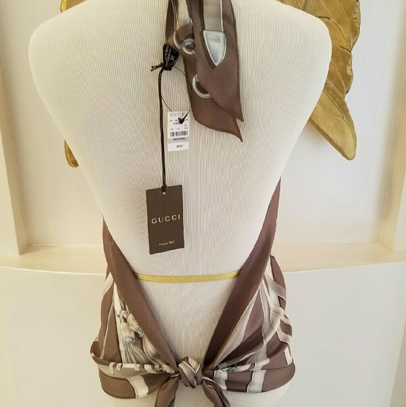 Authentic Gucci silk scarf top NWT size S