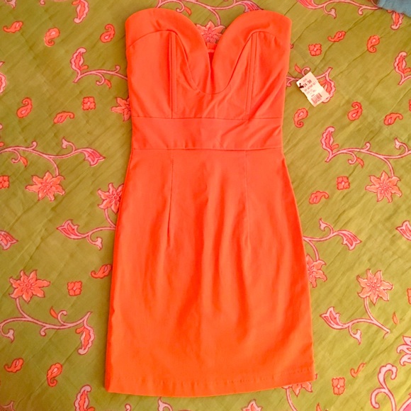 Price Drop!Orange Sweetheart Strapless Akira Dress
