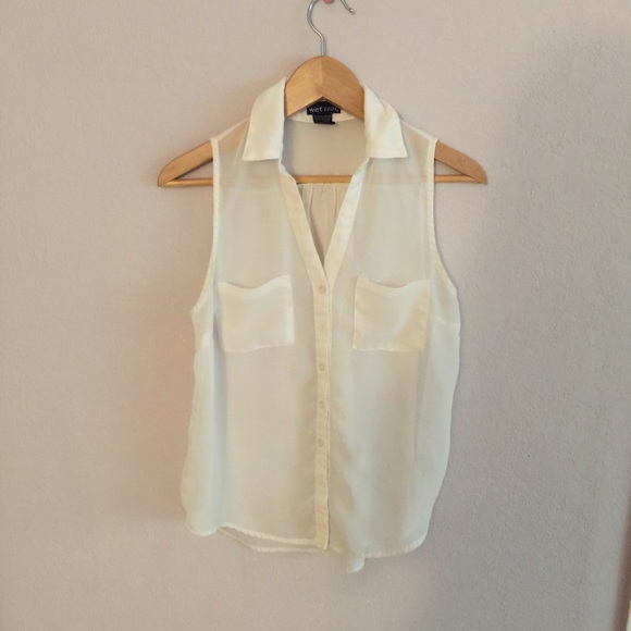 Sheer/White buttondown blouse