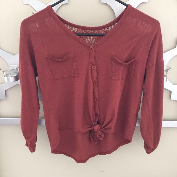 Rust tie bottom button down