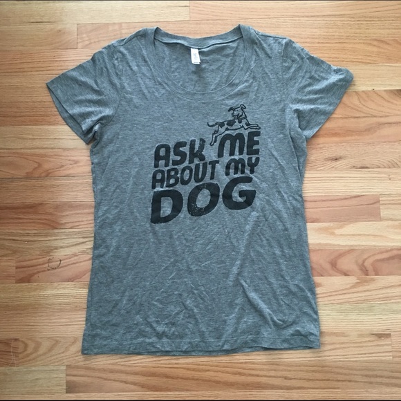 Grey T-Shirt 'Ask Me About My Dog' Design Size XXL