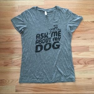 Grey T-Shirt 'Ask Me About My Dog' Design Size XXL