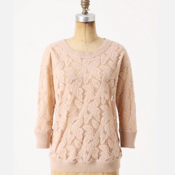 Anthropologie Tops - Anthropologie Brushed Lace Pullover