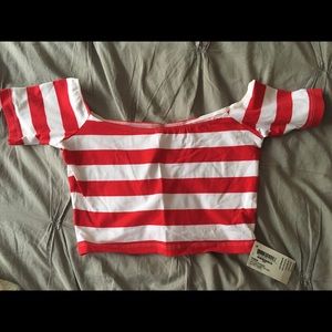 American apparel red and white striped crop top.