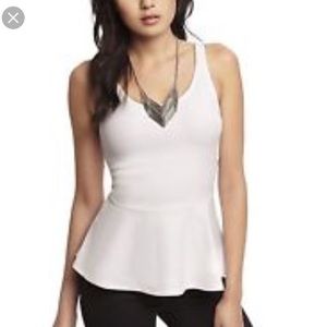 All white peplum top from express.