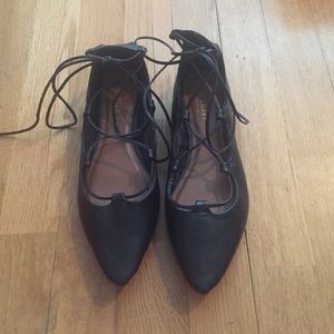 Black lace up flats