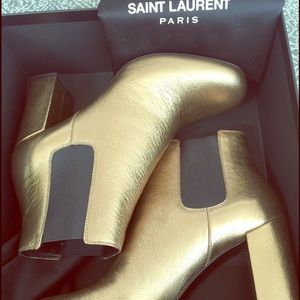 Saint Laurent Gold Chelsea Boots