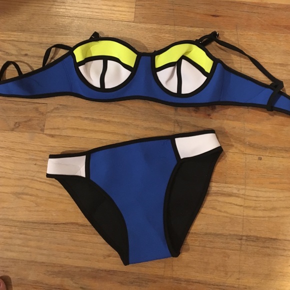 triangle blue and yellow bikini dupe