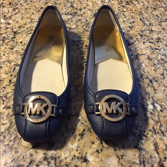 Michael Kors Shoes - Michael KORS Navy Blue Flats with Gold, Sz 7