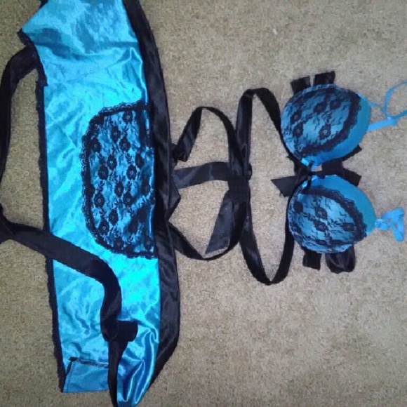 Sexy blue bow french maid lingere