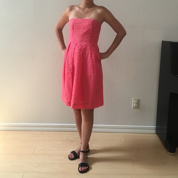 J.Crew seeksucker strapless summer dress w/pockets