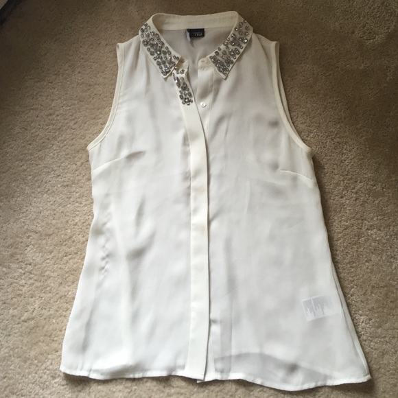 Sparkle and fade jeweled sleeveless blouse