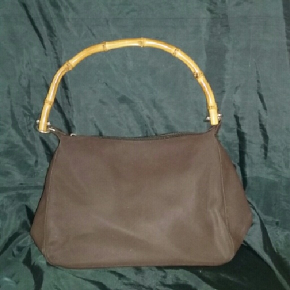 Brown wood handle bag