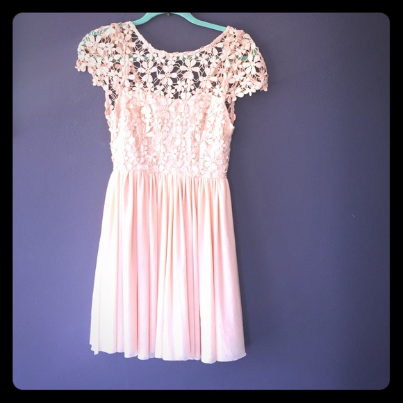 Beautiful light pink crochet bodice dress