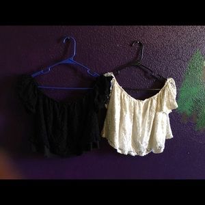 Two off the shoulder lace tops(: