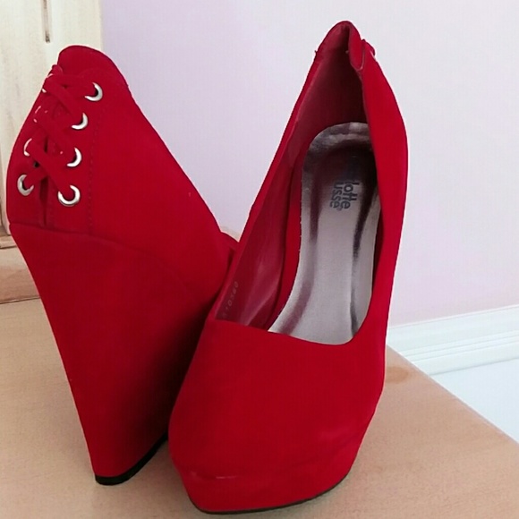 Charlotte Russe Shoes - Red Velvet Charlotte Russe Wedges