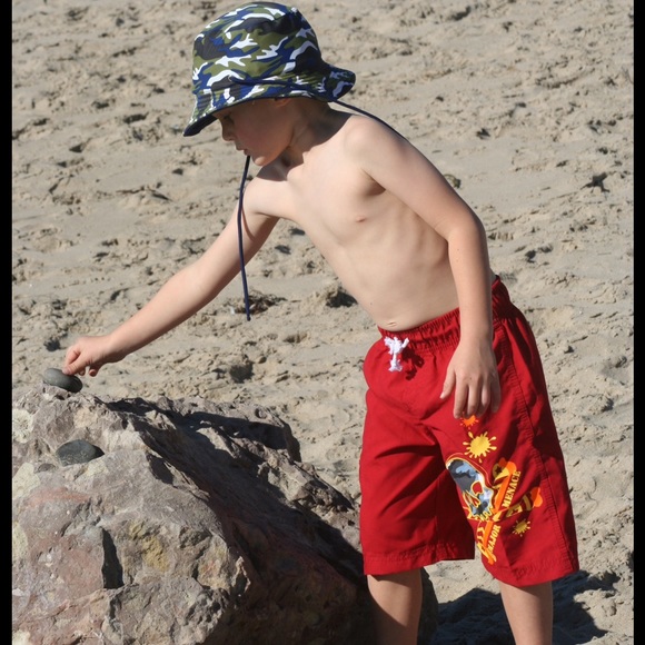 Red Long Beach Shorts