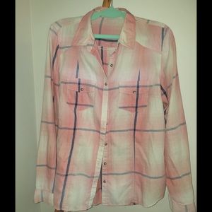 Large Plaid Button Up Pink/Blue