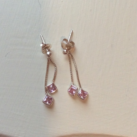 Pink drop earrings