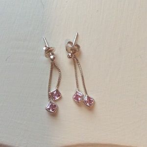 Pink drop earrings