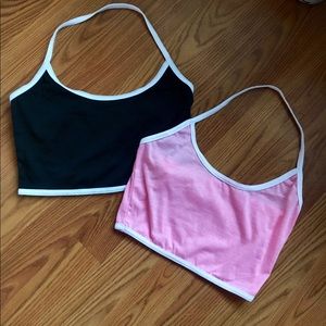 Pastel Pink & Black Halter Crop Top Bundle