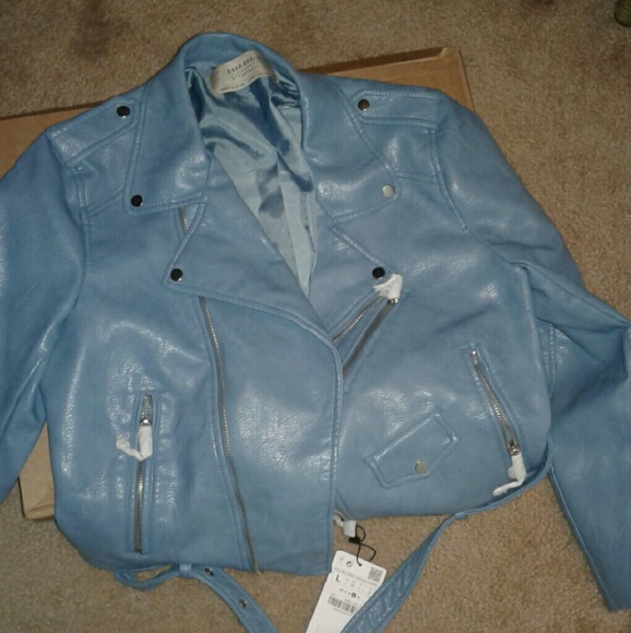 Powder Blue Zara Moto jacket.