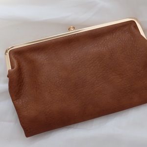 NEW leather brown hobo style wallet.