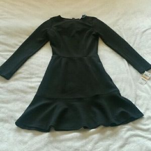 Black Peplum Long Sleeve Dress