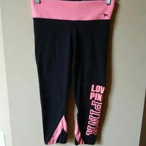 VS PINK Capri with Pink logo on left leg