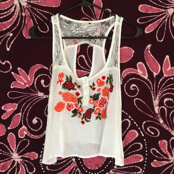 Flower Embroidered Top