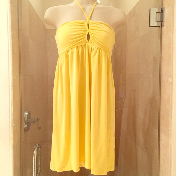 New Tart Keyhole Halter Yellow Mini Sundress Med