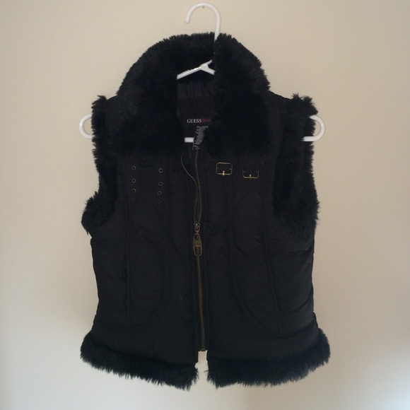 Cute black vest with faux fur trim