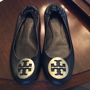 Tory butch back flats, silver emblem.  Great shape