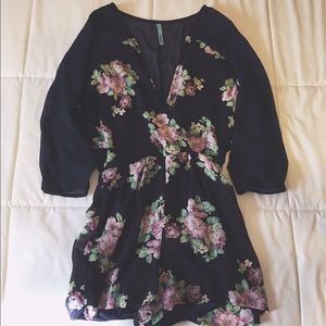 Navy Floral Romper