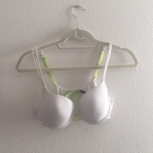 White Bra with lime green details