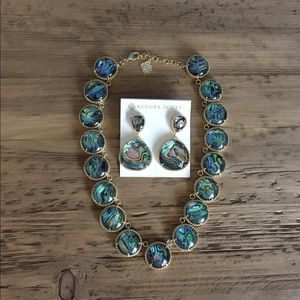 Kendra Scott Abalone Shell necklace and earrings