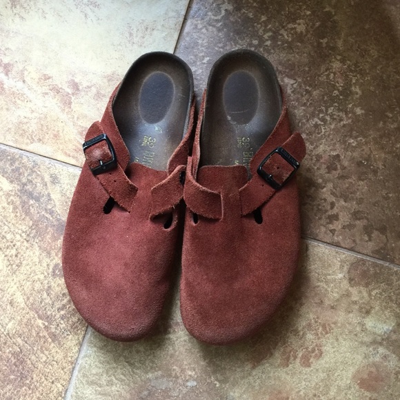 Birkenstock brown suede clogs