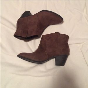 Brown suede ankle booties