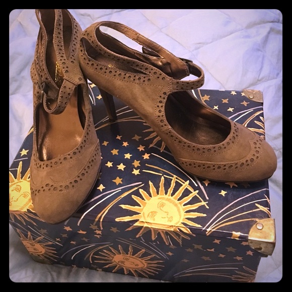 Brown Mary Jane style pumps